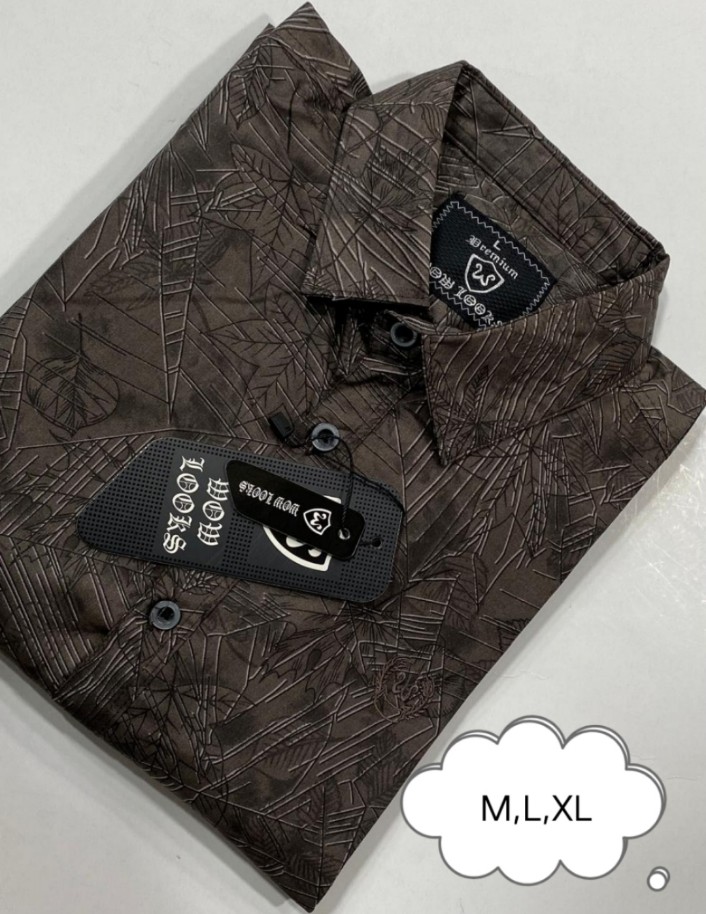 100% Premium Quality Full Sleeve Cotton Print Shirt Deep Coffee Colour for Men’s