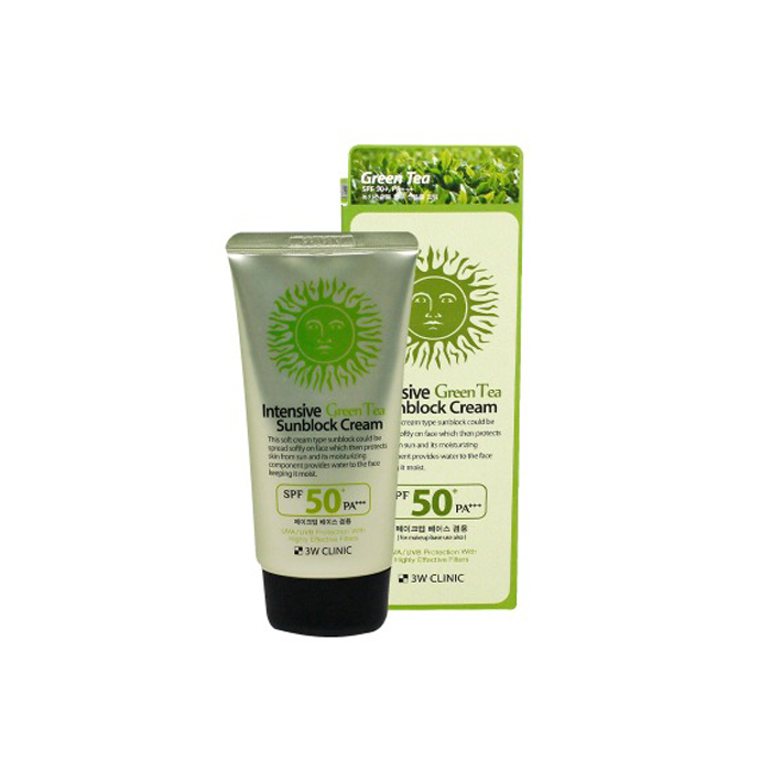 3W Clinic Intensive Green Tea Sunblock Cream SPF 50+PA+++