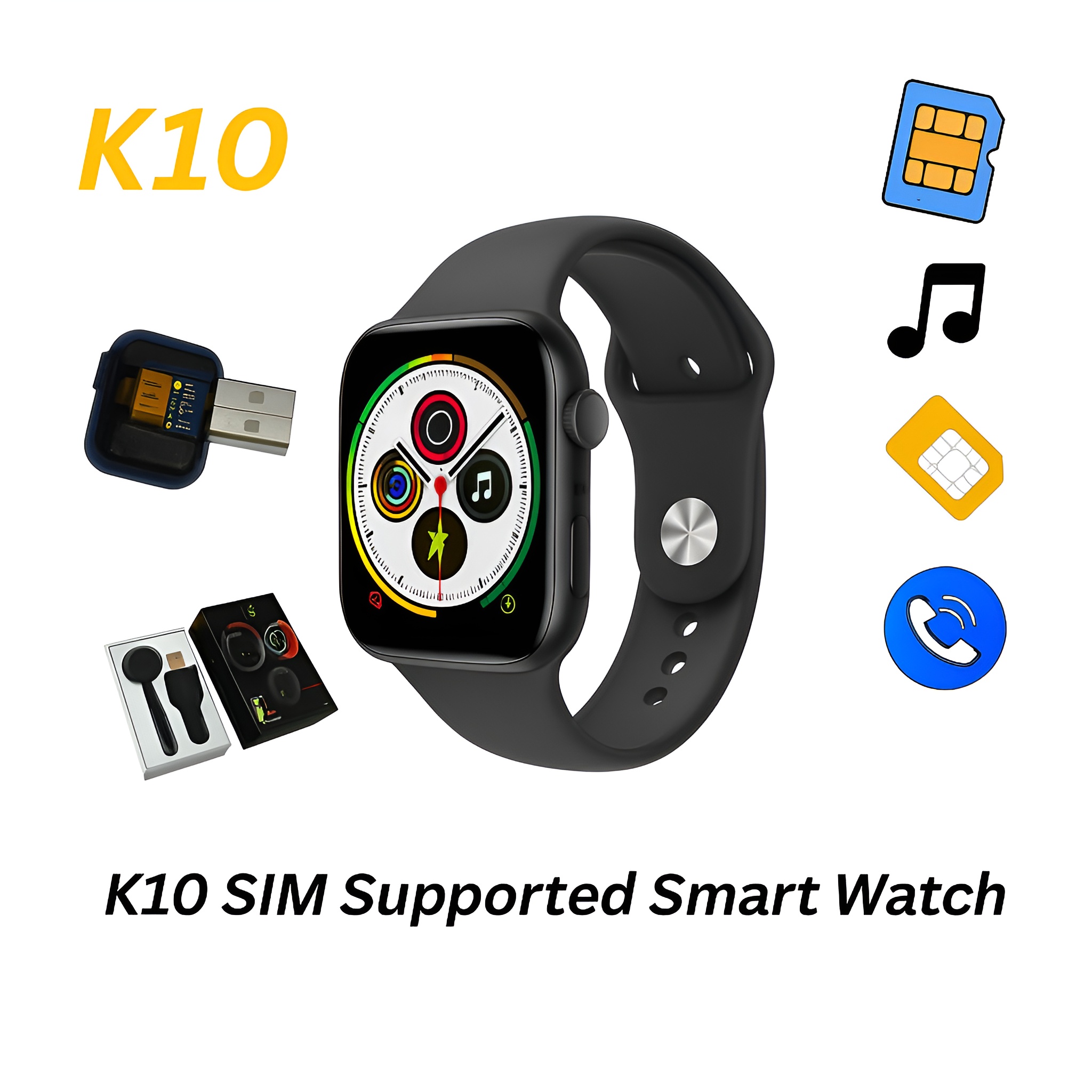 High-Quality Android Smartwatch K10 with Sleep Monitoring, Heart Rate Tracker & SIM Support – Stylish Design & Advanced Features