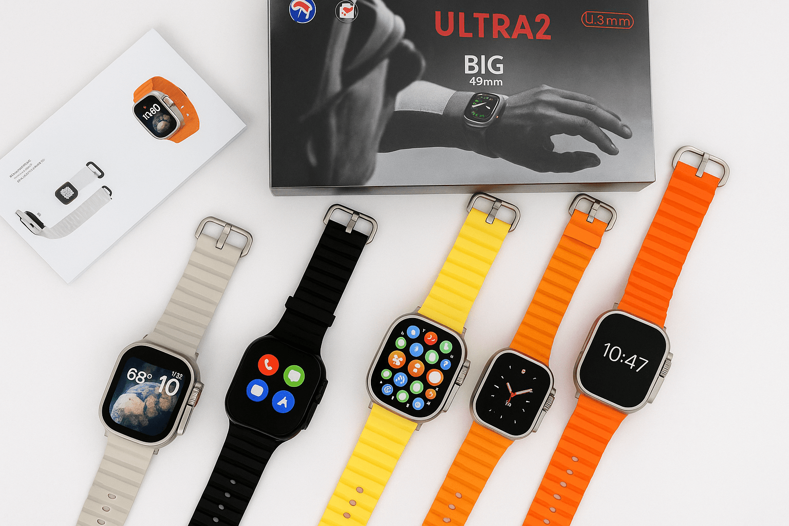 T10 Ultra 2 Premium Smart Watch Ultra Series 2.19” Big Infinite Display 49mm Stylish Aluminum & Ceramic Case Bluetooth Calling Wireless Charging Fitness & Health Tracking via Hiwatch Pro & ZT Fit Apps