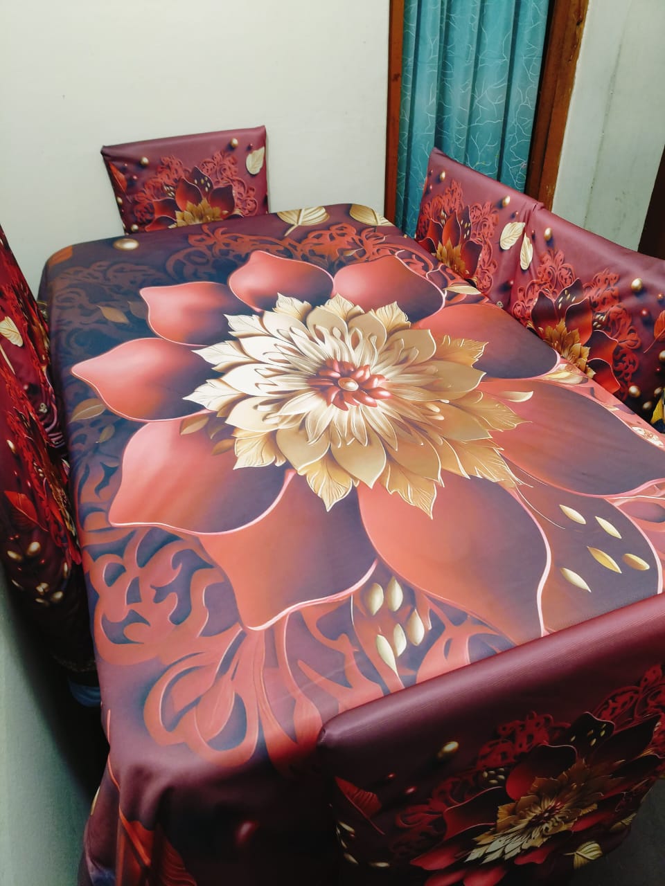 China Premium 3D Print Table Cloth Set Code : 7678
