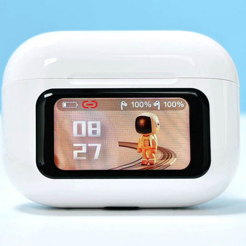 App Version A9 Pro Touch Screen Display Airpods with ANC ENC TWS Earbuds iOS and Android App Supported Airpods – White