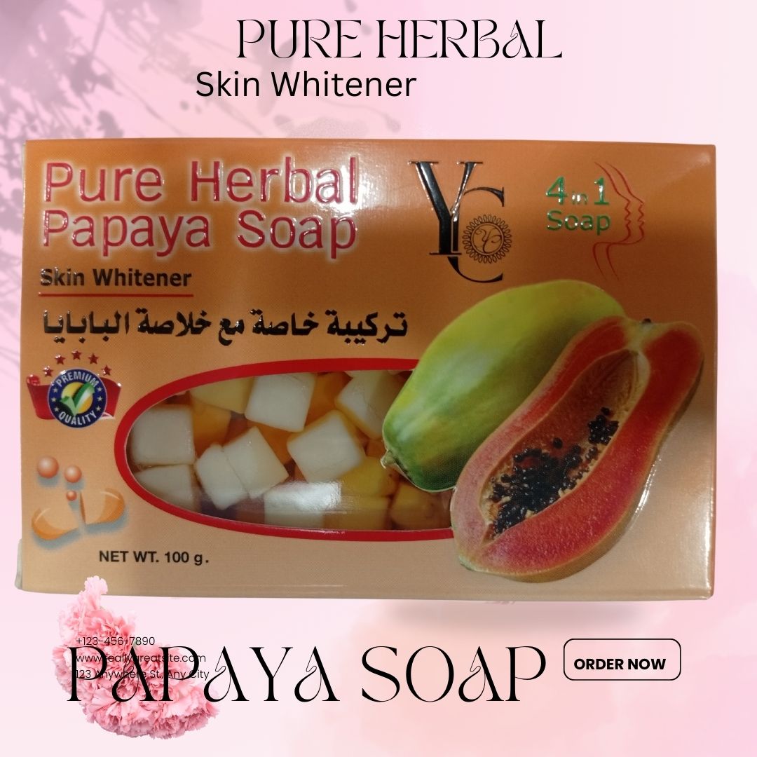 YC Pure Herbal Papaya Skin Whitener 4 in 1 Soap 100g (Code MC 1040)