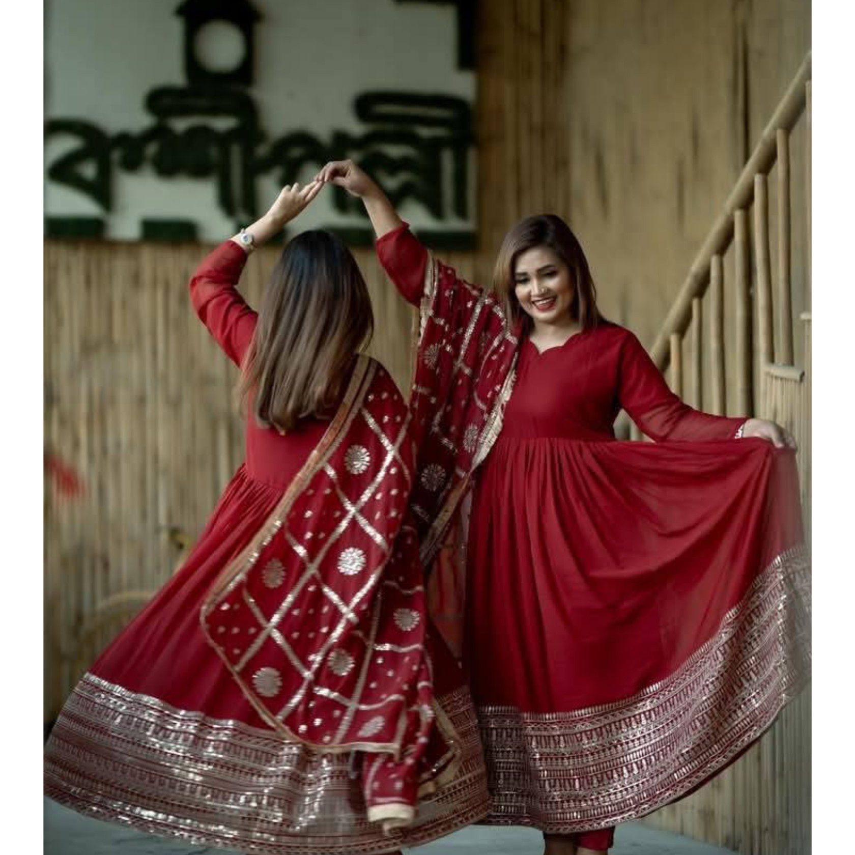 Jarget Febric Traditional black and gold Secuence Anarkoli gown