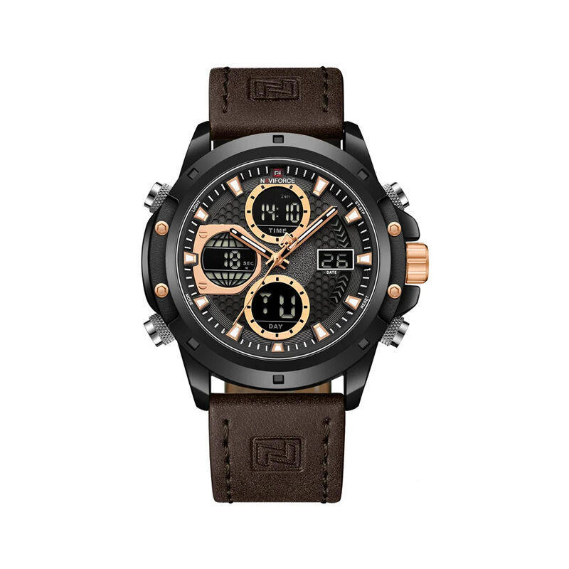 Naviforce 9225 Luxury Chronograph Leather Band Men’s Watch - Brown