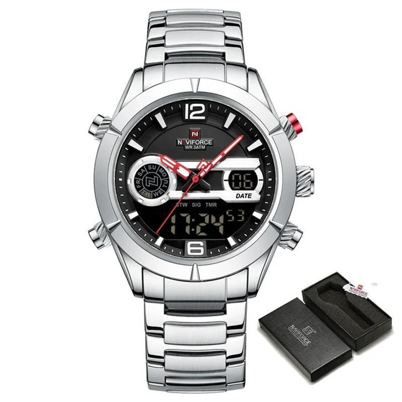 Naviforce 9232 Quartz Men’s Watch–Sliver Black