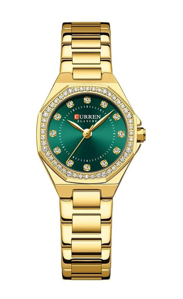CURREN 9100 Elegant Fashion Stainless Steel Ladies Watch-Gold Green