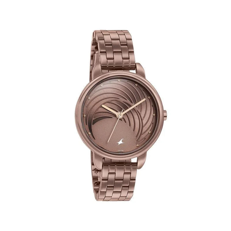 Fastrack 6282QM01 Stunners Brown Dial Stainless Steel Watch for Girls