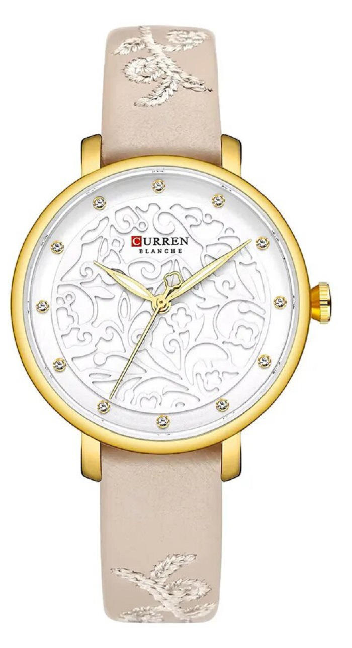 CURREN 9046 Creative Rhinestone Luxury Women Wristwatch- Gold