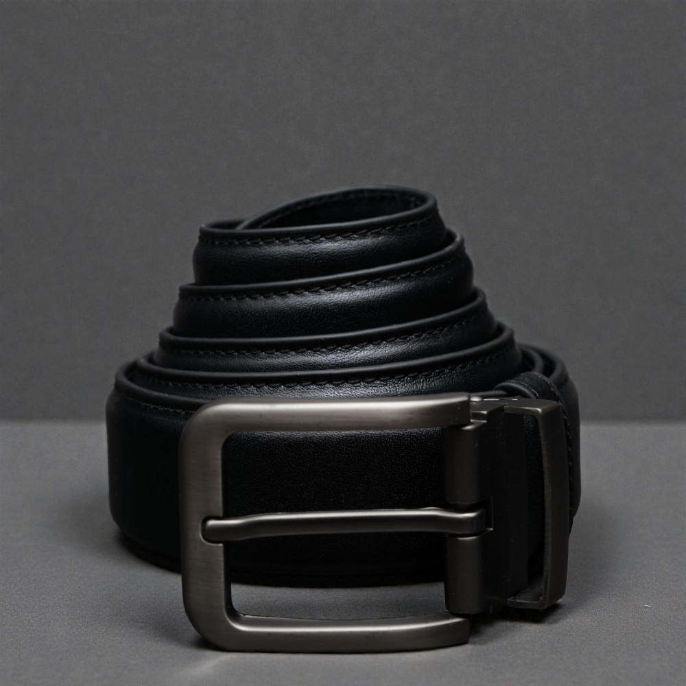 Zays Handcrafted Genuine Leather Belt for Men – Premium Quality, Adjustable, Stylish & Durable (BS103-BC101-Black)