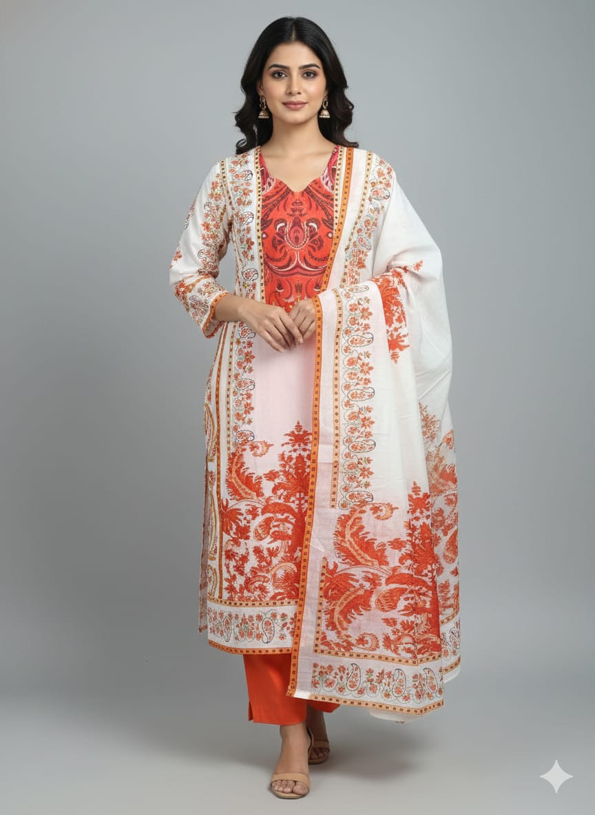 Ready Made Pure dubai silk Digital Print Three Piece