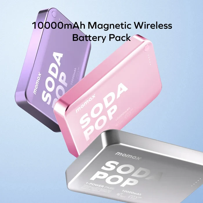 Momax 1-Power Pass Soda Pop Magnetic Wireless Power Bank 10000mah – Blue