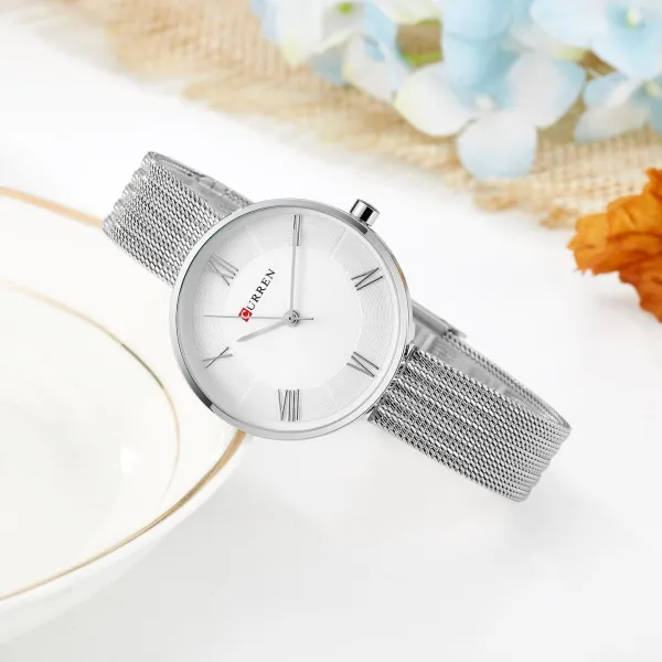 CURREN C9020SL Classic Chain Watch for Women- Silver