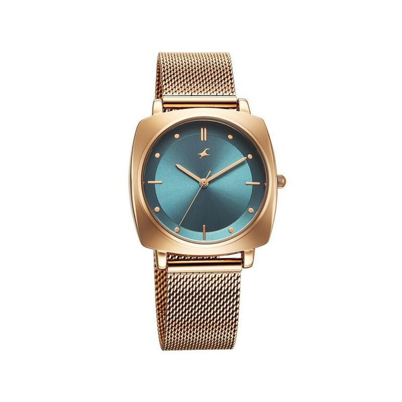 Fastrack 68043WM02 Stunners X Green Dial Stainless Steel Watch For Girls