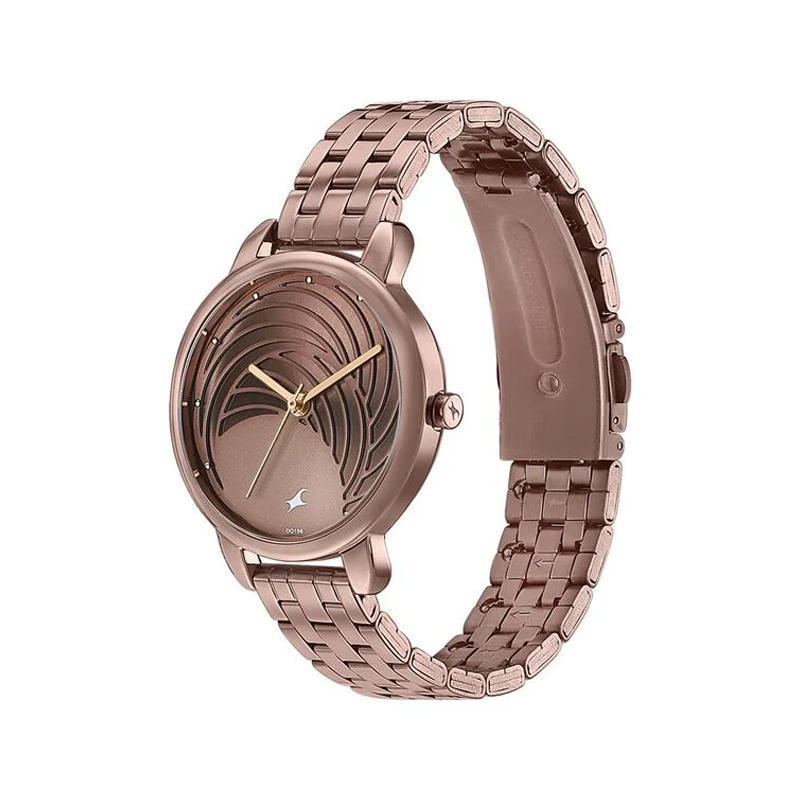 Fastrack 6282QM01 Stunners Brown Dial Stainless Steel Watch for Girls