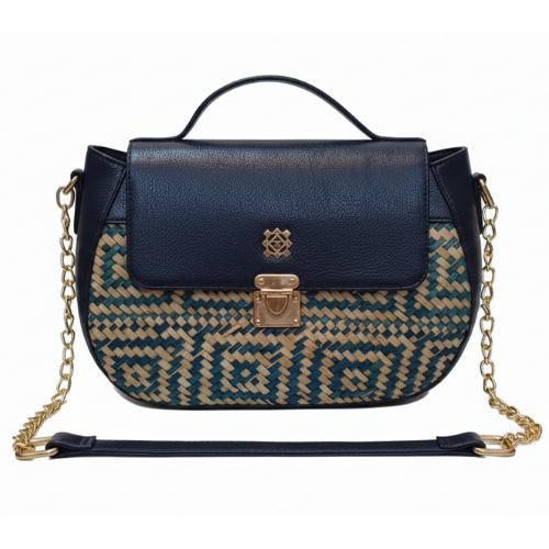 Date Palm Leaf Crafted Genuine Leather Lady’s Bag (Valeria)