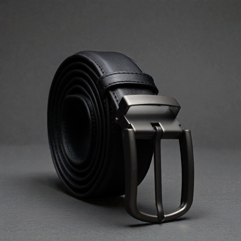 Zays Handcrafted Genuine Leather Belt for Men – Premium Quality, Adjustable, Stylish & Durable (BS103-BC102-Black)