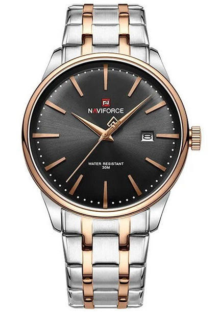 Naviforce NF9230 Gentle Flutter Men’s Watch - Silver Black & Rose Gold