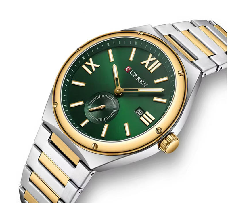 Curren 8471 Luxury Stainless Steel Quartz Watch for Men - Silver Green