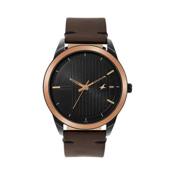 Fastrack 3308KL01 Stunners Analog Black dial Leather Watch for Guys