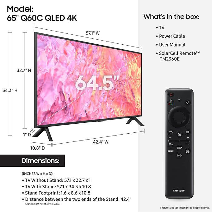 Samsung 65 Inch Q60C QLED 4K Smart TV (65Q60C)