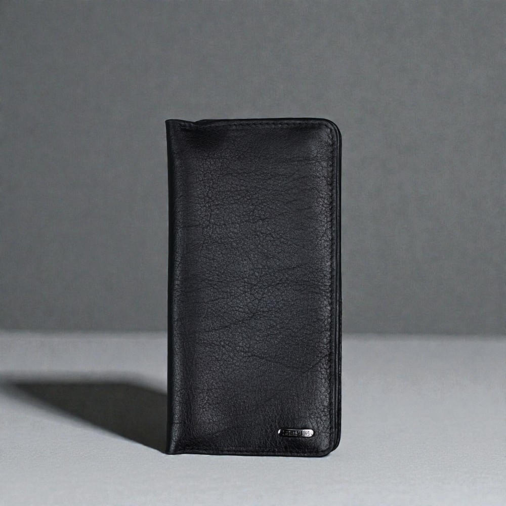 Zays Handcrafted Premium Eco Friendly Leather Long Wallet for Mobile and Many things - Slim Durable and Stylish Wallet for Unisex - Top-Grain Leather Compact and Lightweight (ZLW107-Black-II)