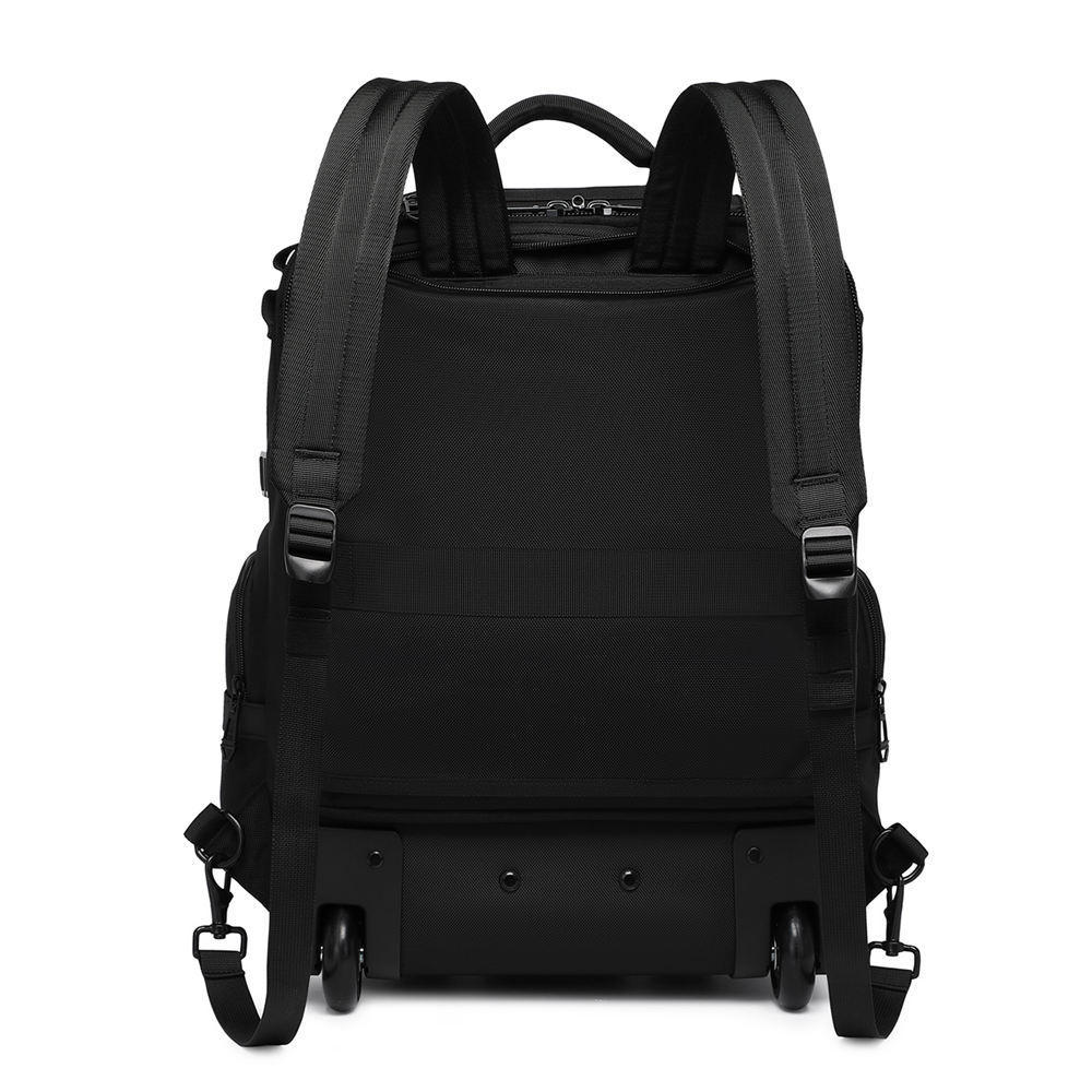 Ozuko 9820 Carry-On Luggage 2-Wheel Rolling TSA Approved Backpack with Trolley Bag for School Convenient Travel Bags - Black