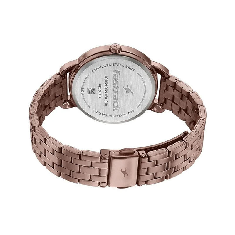 Fastrack 6282QM01 Stunners Brown Dial Stainless Steel Watch for Girls