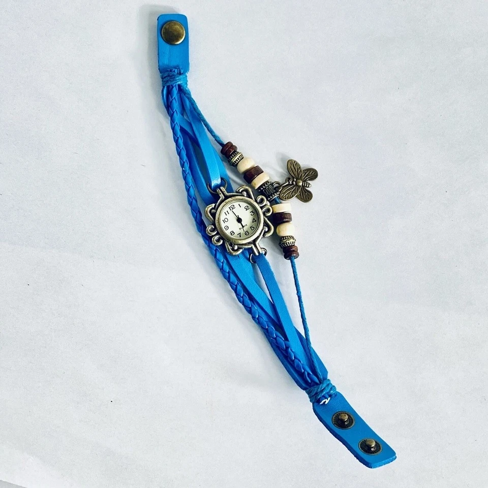 Multi layer Butterfly Faux Leather Bracelet Watch