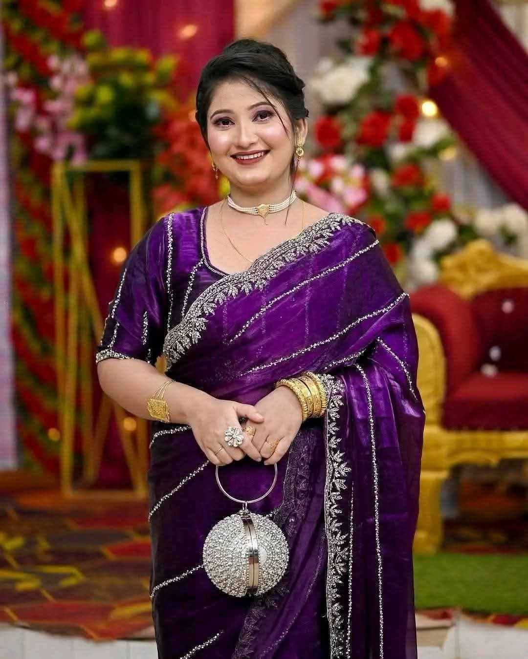 Georgette Embroidery Sharee with Blouse Piece