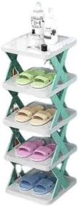 Space-Saving 5-Tier Shoe Rack: Folding Adjustable Plastic Organizer for Closets and Narrow Spaces