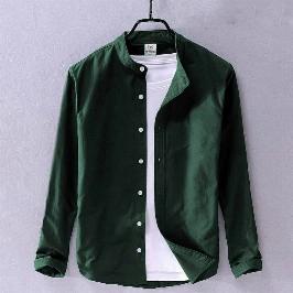 Men's Solid Colour Ban color Shirt (green)