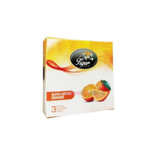 Tiger Super Dotted Orange Flavoured Condoms 1 Pack (3 Pcs)