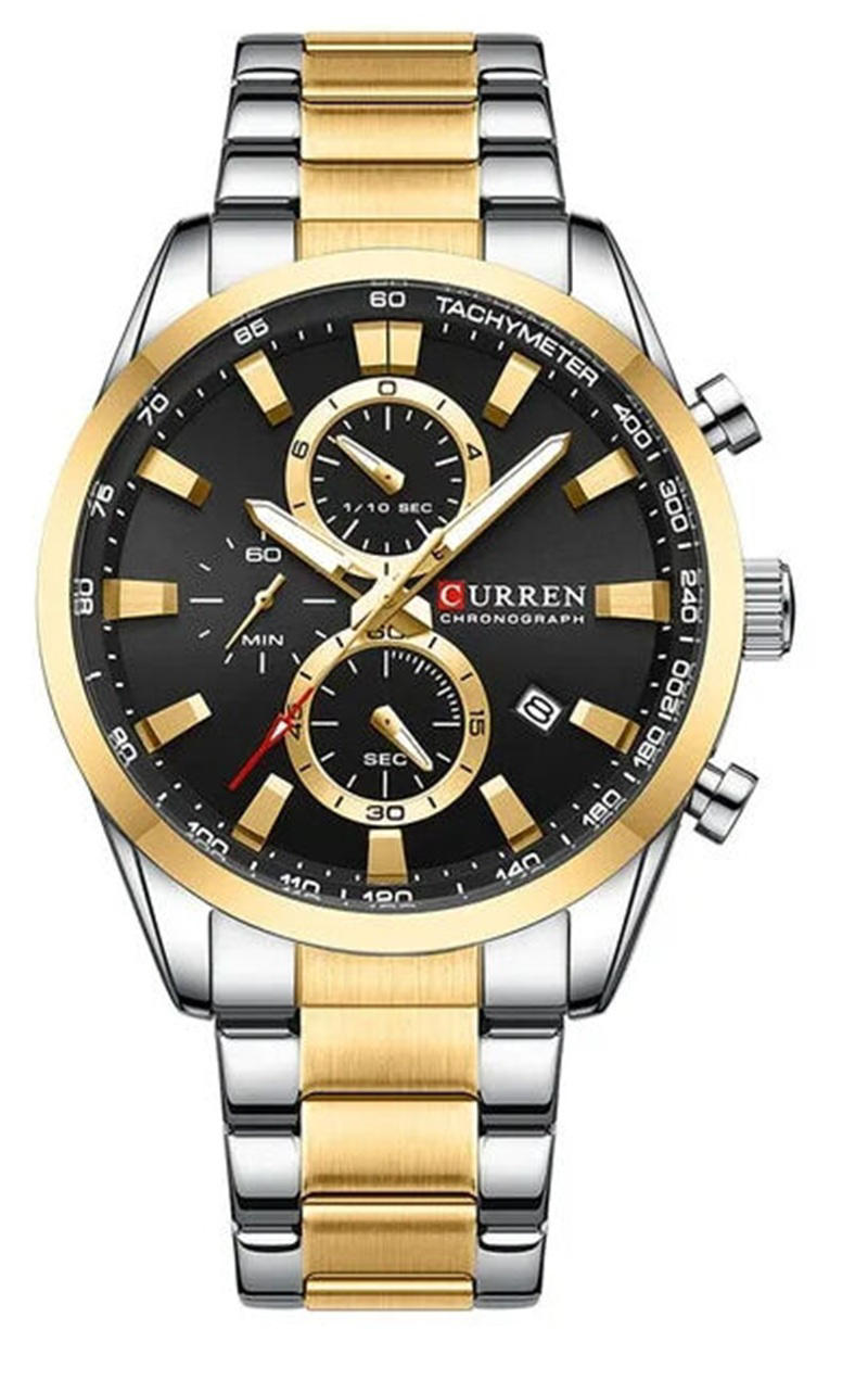 Curren 8445 Quartz Men's Watch-Silver Black