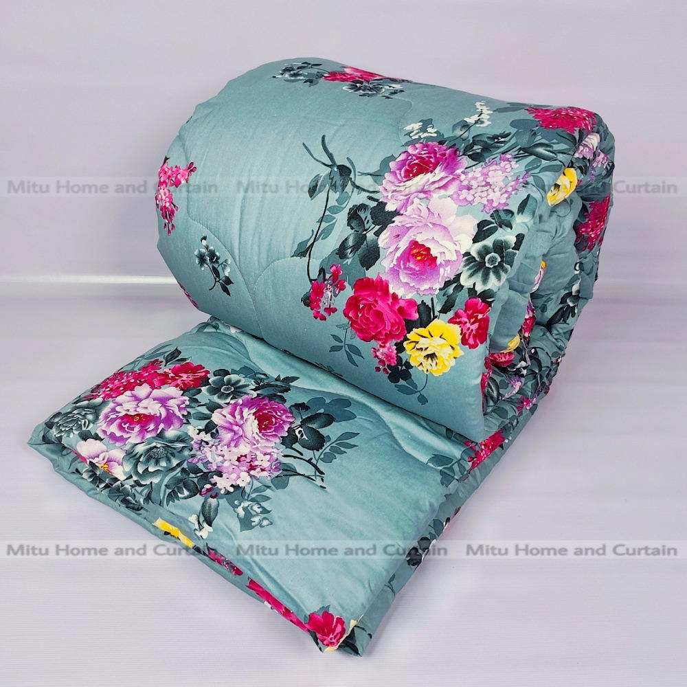 King Size Premium Cube Design Twill Cotton Fabric Winter Comforter, 7*7.5 ft / 84*90 in (Classic Ash)