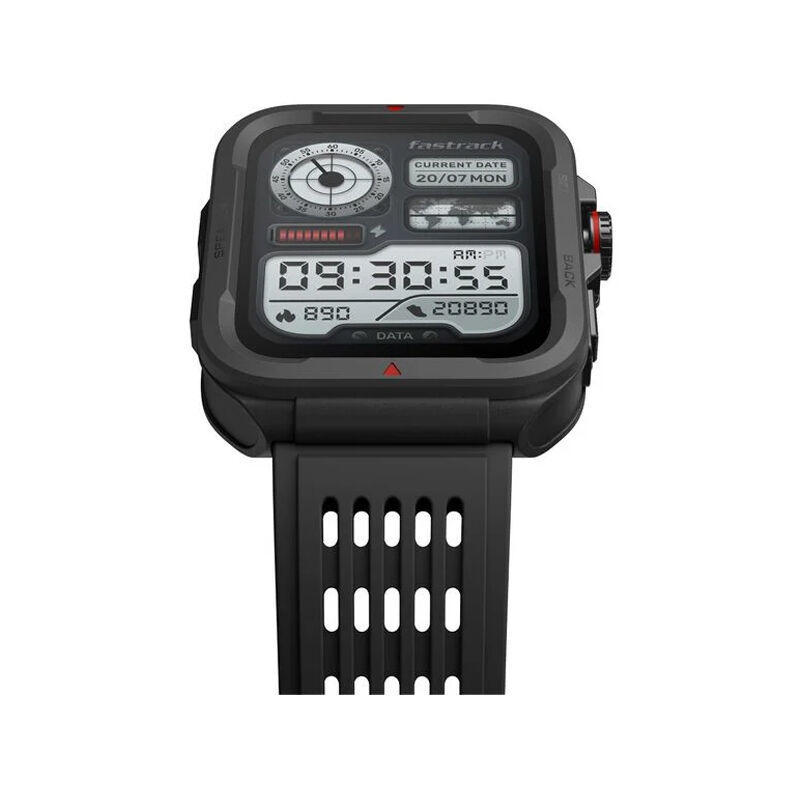 Fastrack Active 1.83 HD Display,Functional Crown,BT Calling with Advanced Chipset Rugged Smartwatch - Black