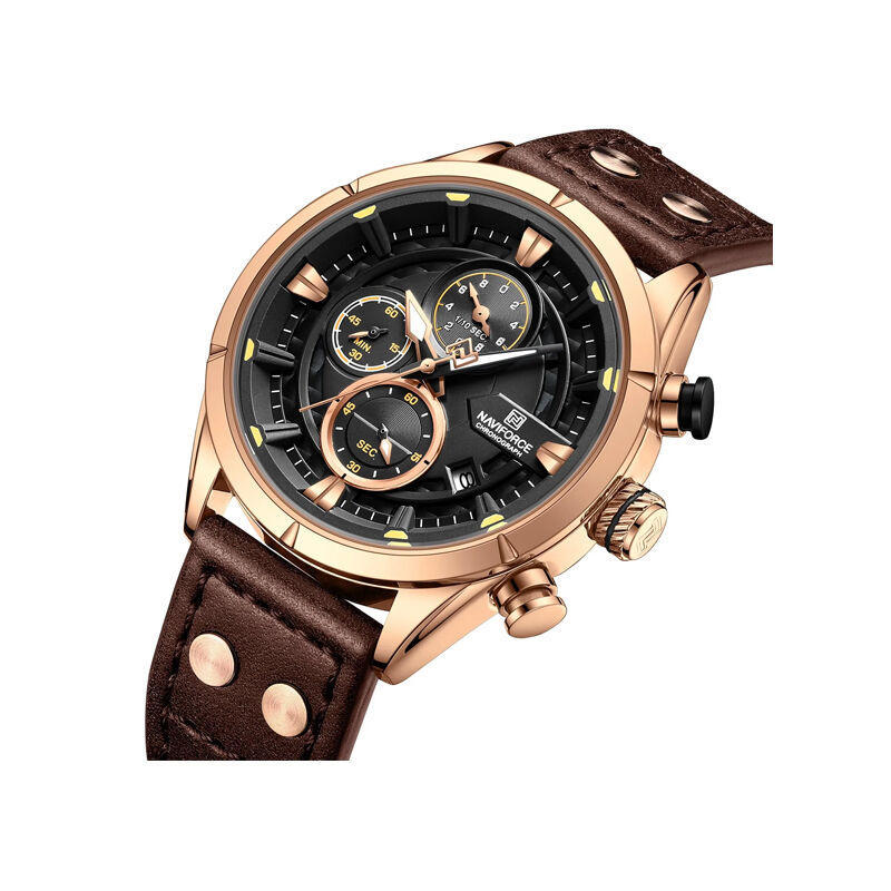 Naviforce 8045 Quartz Men’s Watch-Dark Brown