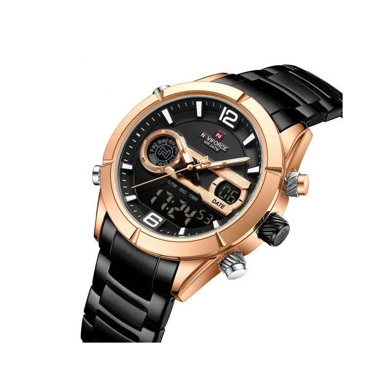 Naviforce 9232 Quartz Men’s Watch–Rose Gold Black