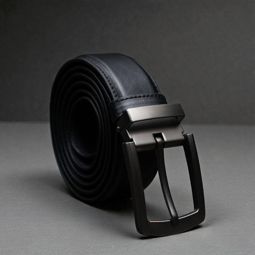 Zays Handcrafted Genuine Leather Belt for Men – Premium Quality, Adjustable, Stylish & Durable (BS103-BC103-Black)