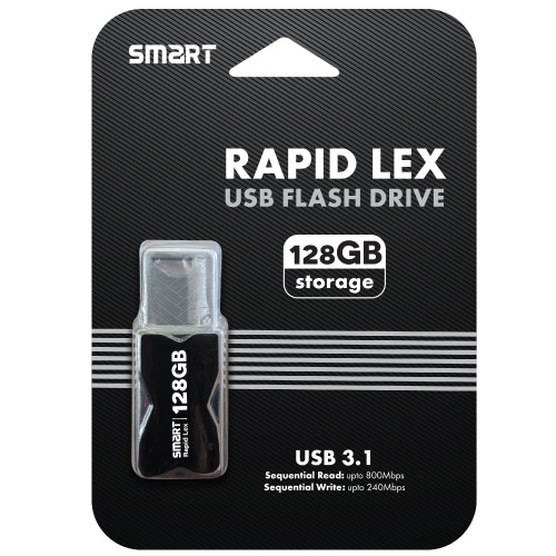 SMART Rapid Lex 128GB Plastic body USB 3.1 Black & Gray Flash Drive
