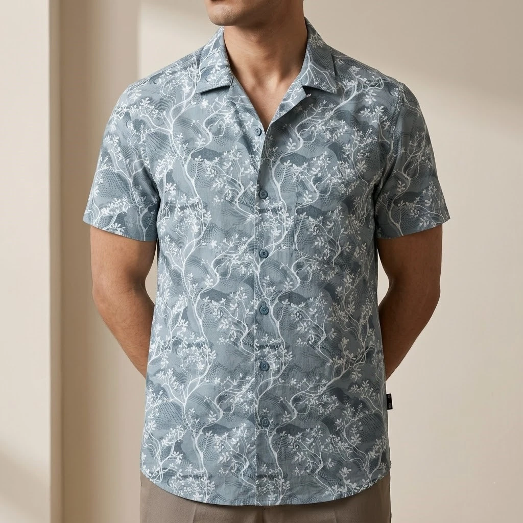 Pure Cotton Half Sleeve Print Shirt for Men's