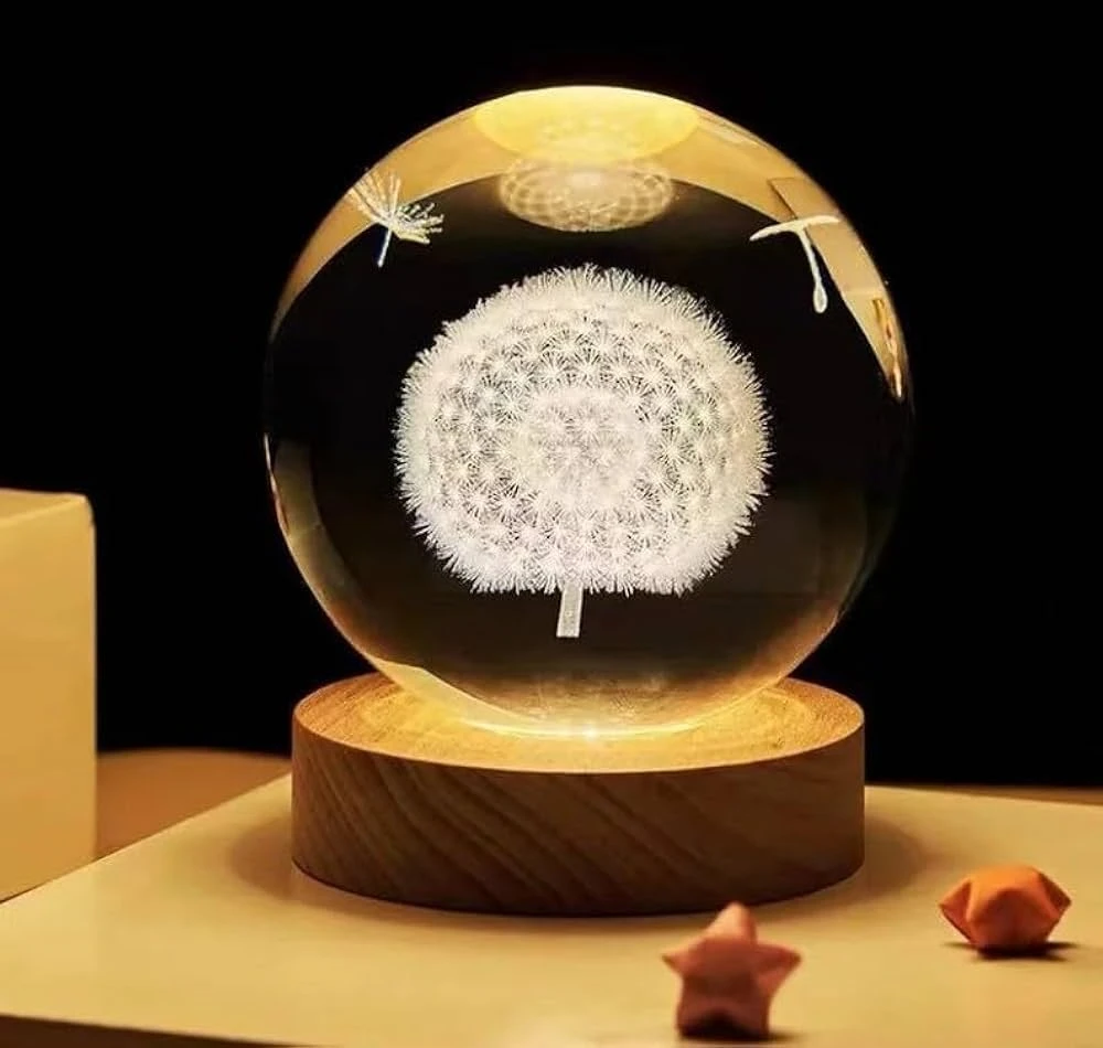 3D Crystal Ball – Dandelion (7 Color Base)