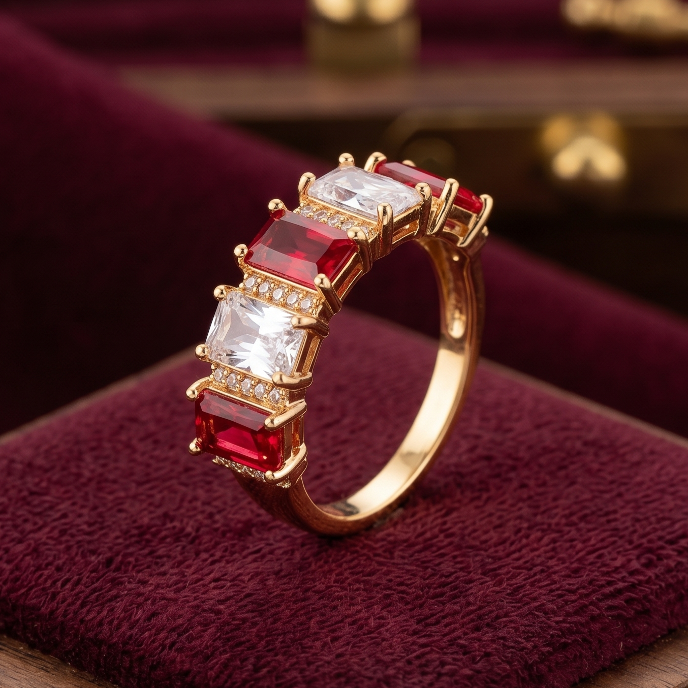 vibrant gold ring adorned with colorful gemstones