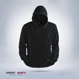 solid colour premium hoodie Black