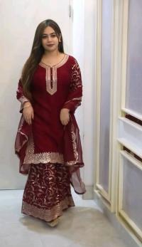 Premium Soft Jorjet With sequence embroidery Three Piece