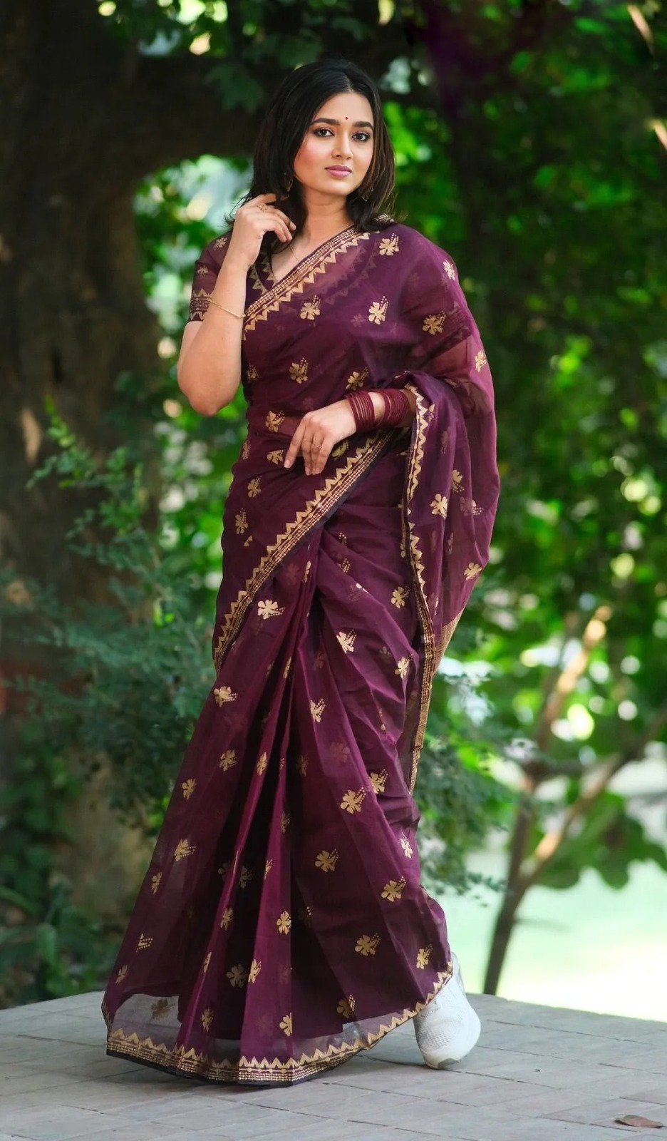 Semi Moslin Sharee with Blouse Piece