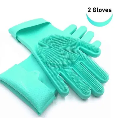 2Pcs Magic Silicone Dish Washing Gloves(2Pcs)
