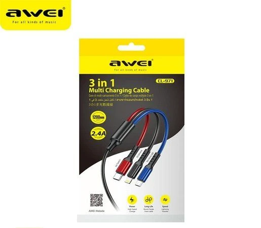 Awei CL-971 3-in-1 2.4A Fast Charging Cable 1m
