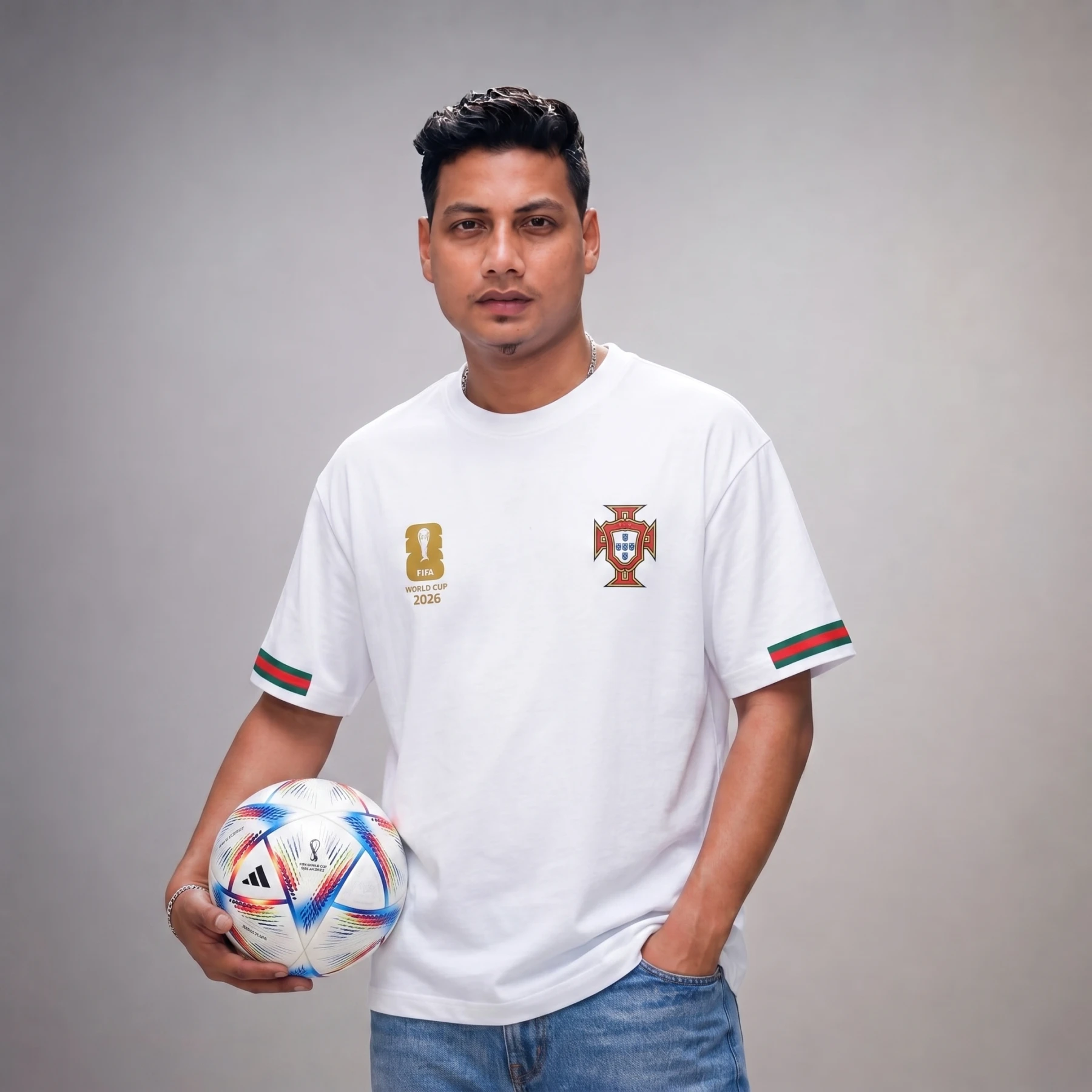 Premium Portugal Fan Edition Drop Shoulder White Color