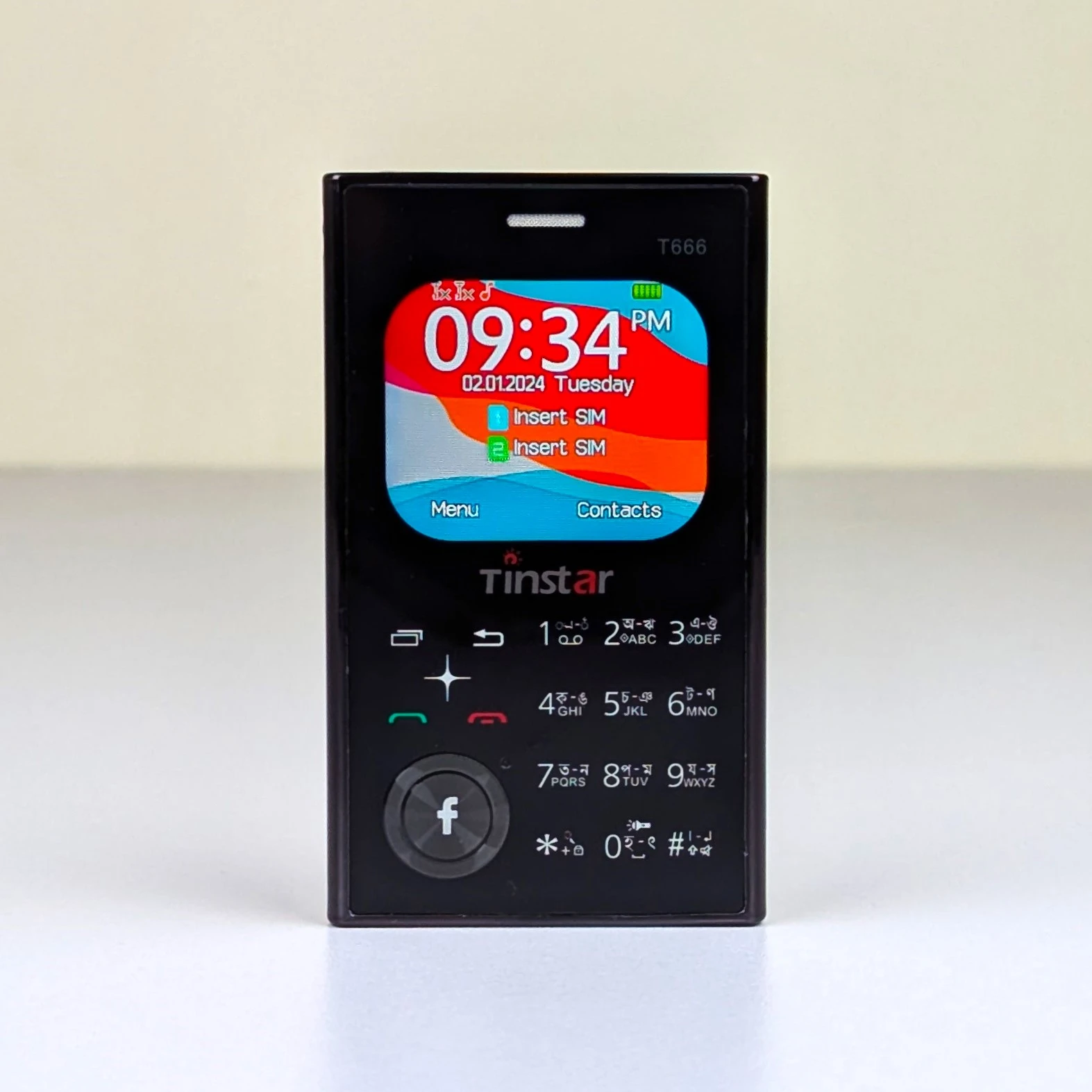 Tinstar T666 Dual sim supported Card phone Golden color